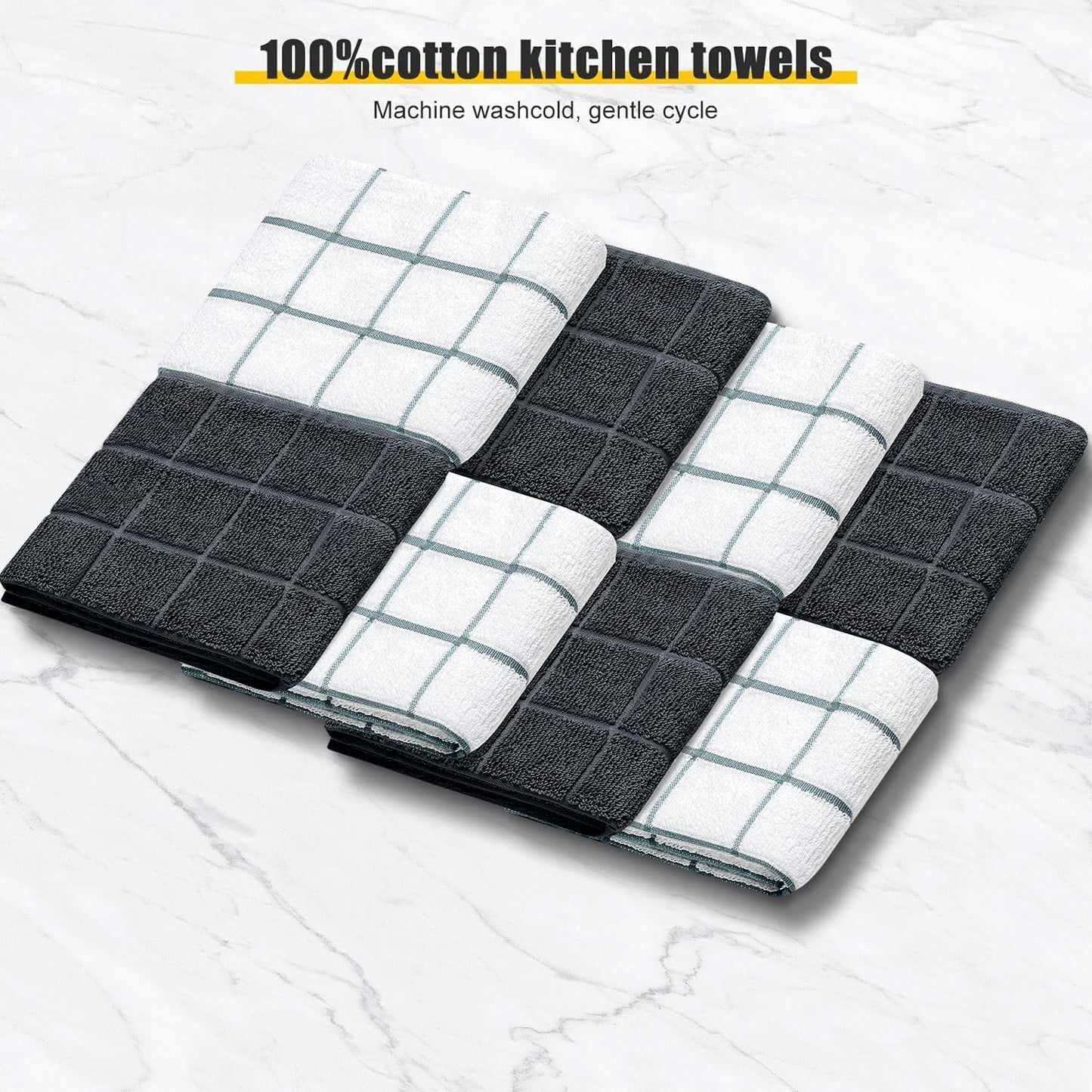 Oven Mitts Kitchen Towels Dishcloths with Pot Holders Sets 12PCS,Dish Towels Sets,Oven Gloves Pot Pads Heat Resistant 500 Degrees with Non-Slip Silicone Surface for Cooking Baking Grilling-Deep Green