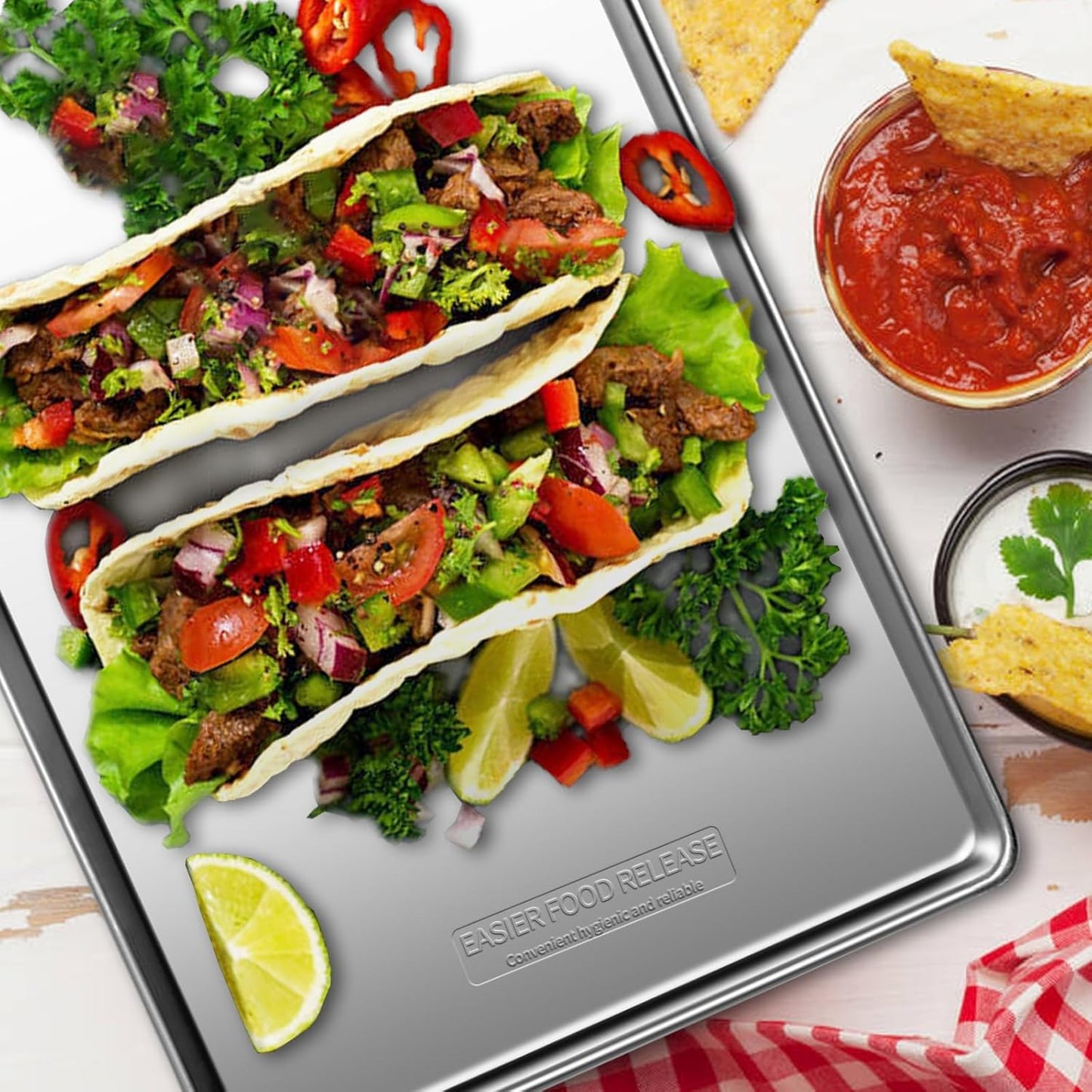 Baking Sheet Set of 5, Stainless Steel Cookie Sheet Baking Sheet Pan, 9/10/12/16/18 Inch, Non Toxic & Heavy Duty & Easy Clean，Duty Nonstick Bakeware Set for Oven Cooking