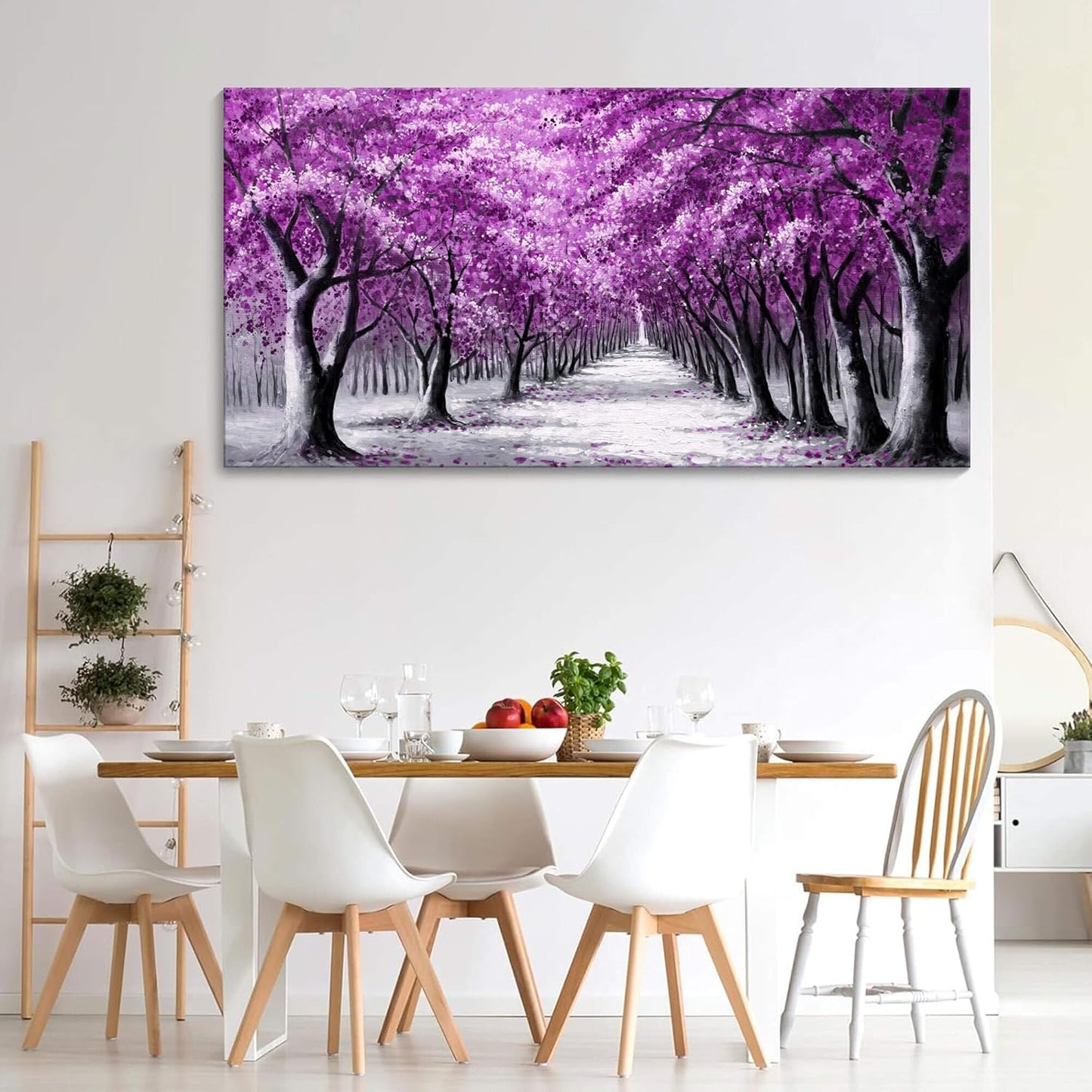 purple forest Wall Art Canvas tree Picture Painting Modern black and purple Artwork Framed for Living Room Bedroom Dinning Room Home Office Wall Decor 29x58
