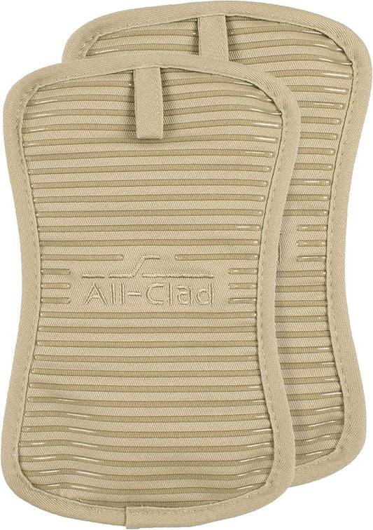All-Clad Premium Pot Holder & Hot Pad: Heat Resistant to 500 Degrees - 100% Cotton, 10"x6.25" Hot Pad for Kitchen and Barbeque, (2-Pack), Cappuccino