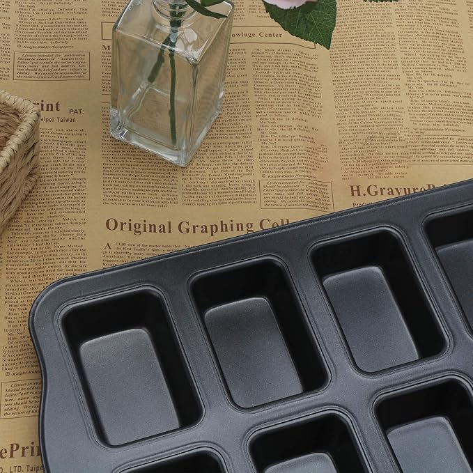 Beasea Mini Loaf Pan 8 Cavity, Nonstick Bakeware Square Bread Pan, Carbon Steel Mini Loaf Bread Pan Cake Pans for Baking Oven