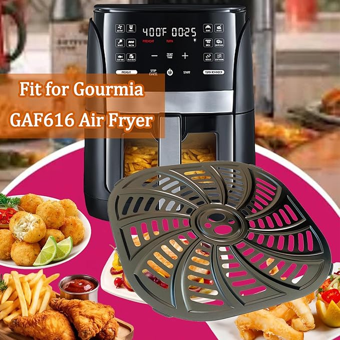 6QT Air Fryer Grill Pan for Gourmia GAF616 Air Fryers, Upgraded Air Fryer Crisper Tray Grill Crisper Plate Rack Insert Grate Grid Shelf for Gourmia 6QT Air Fryers, Nonstick, Dishwasher Safe