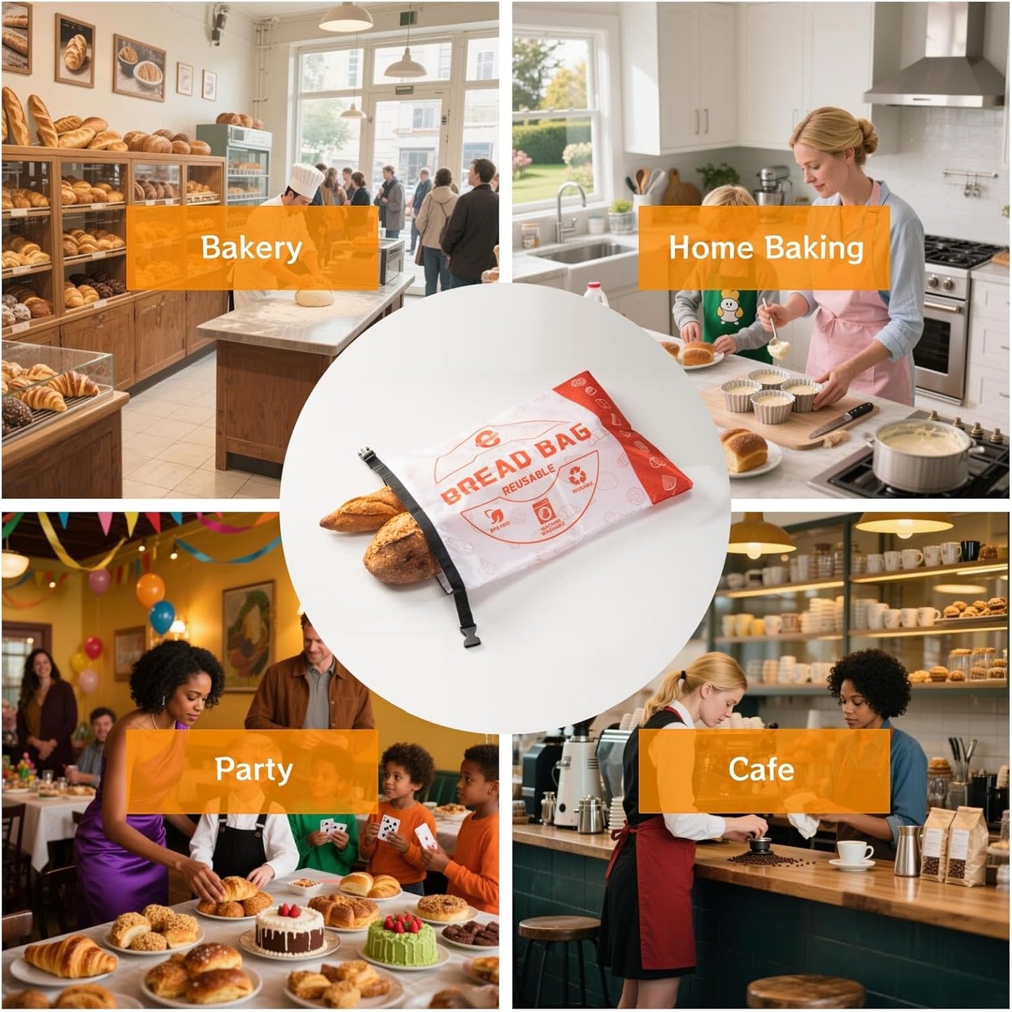 2 Pack Reusable Bread Bags for Homemade Bread，Sourdough Baking Supplies，Freezer Bread Storage Bag, Zipper Storage Container for Homemade Sourdough Bread Loaf