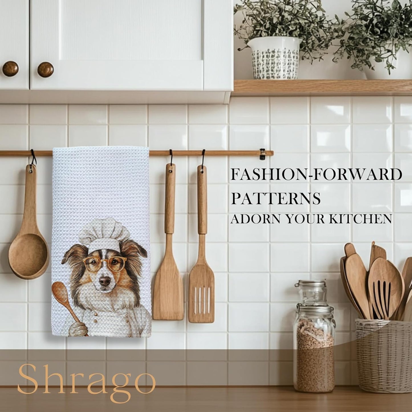 Funny Collie Dog Kitchen Towels, Collie Gifts for Women Dish Tea Towels for Kitchen, Dog Lovers Mom Dad Owner Gifts Decorative Hand Towels, 16x24 Inch