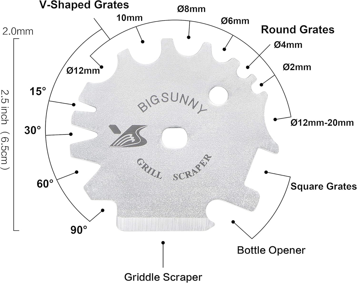 MSY BIGSUNNY Good Grip Stainless Steel Grill Scraper for BBQ Grate and Griddle (12" Scraper)