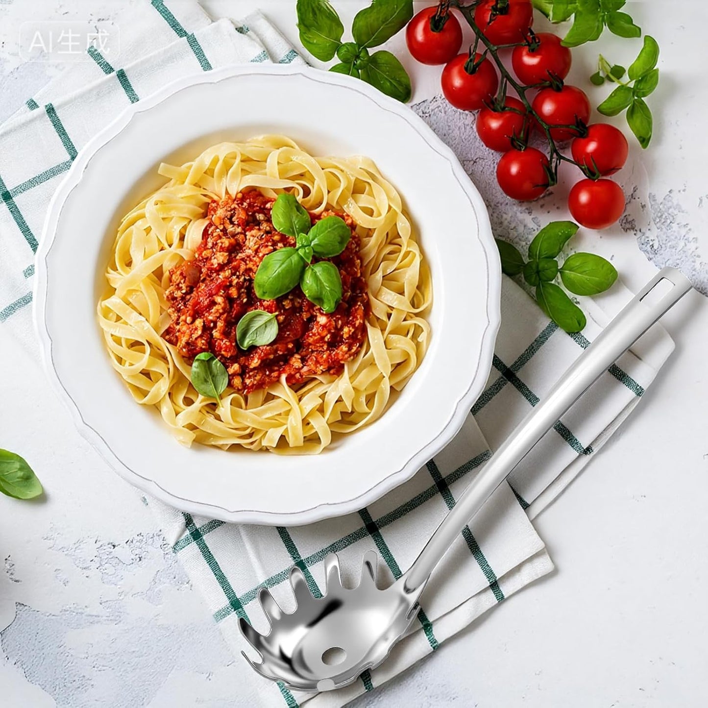 10.2 inch Spaghetti Spoon Server Pasta Spoon with Teeth Stainless Steel Pasta Spoons Spaghetti Server Utensil Stainless Steel Cooking Utensils Spoons Classic Dishwasher Safe