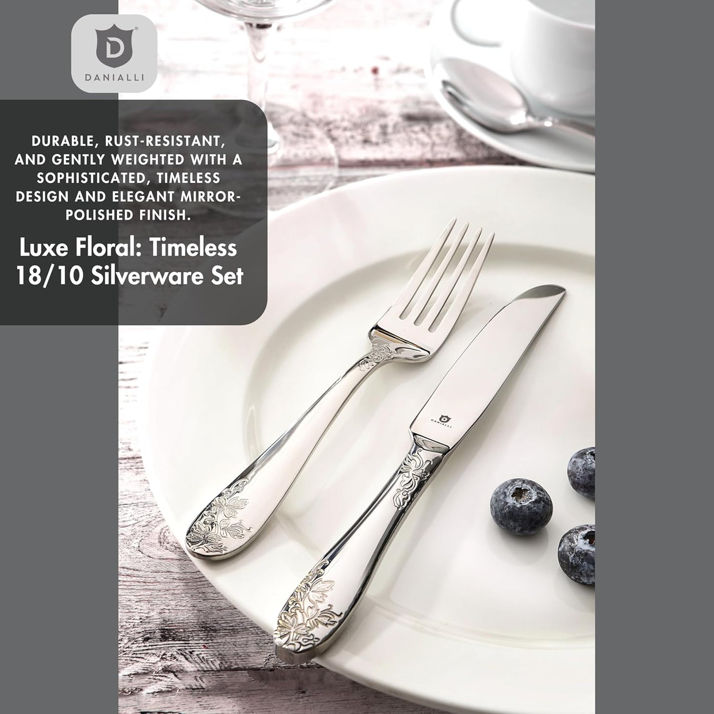 Modern Silverware Set, 18/10 Stainless Steel Flatware, Mirror Finish, Dishwasher Safe, Elegant Cutlery for Home and Dining, Built to Last (20-Piece, Imperial)