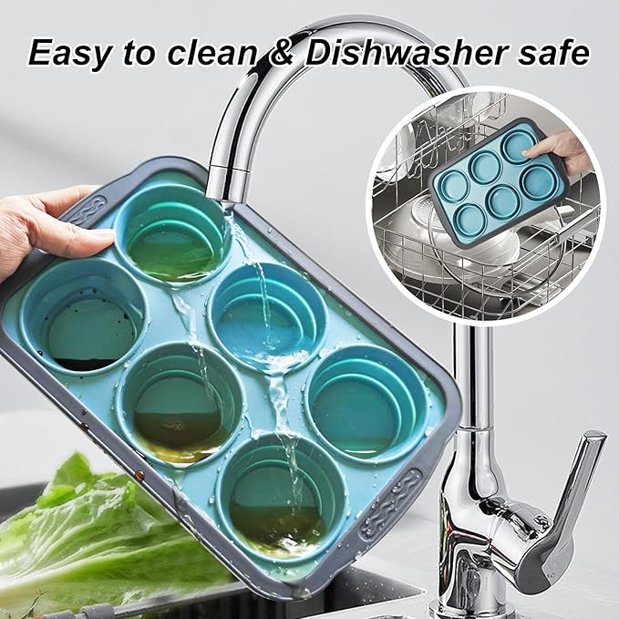 Silicone Muffin Pans for Baking with Metal Frame, 6 Cup Silicone Muffin Pan, Nonstick Cupcake Pan, BPA Free Muffin Tins Easy to Pop Cupcake Baking Pan Molds for Oven Dishwasher Safe