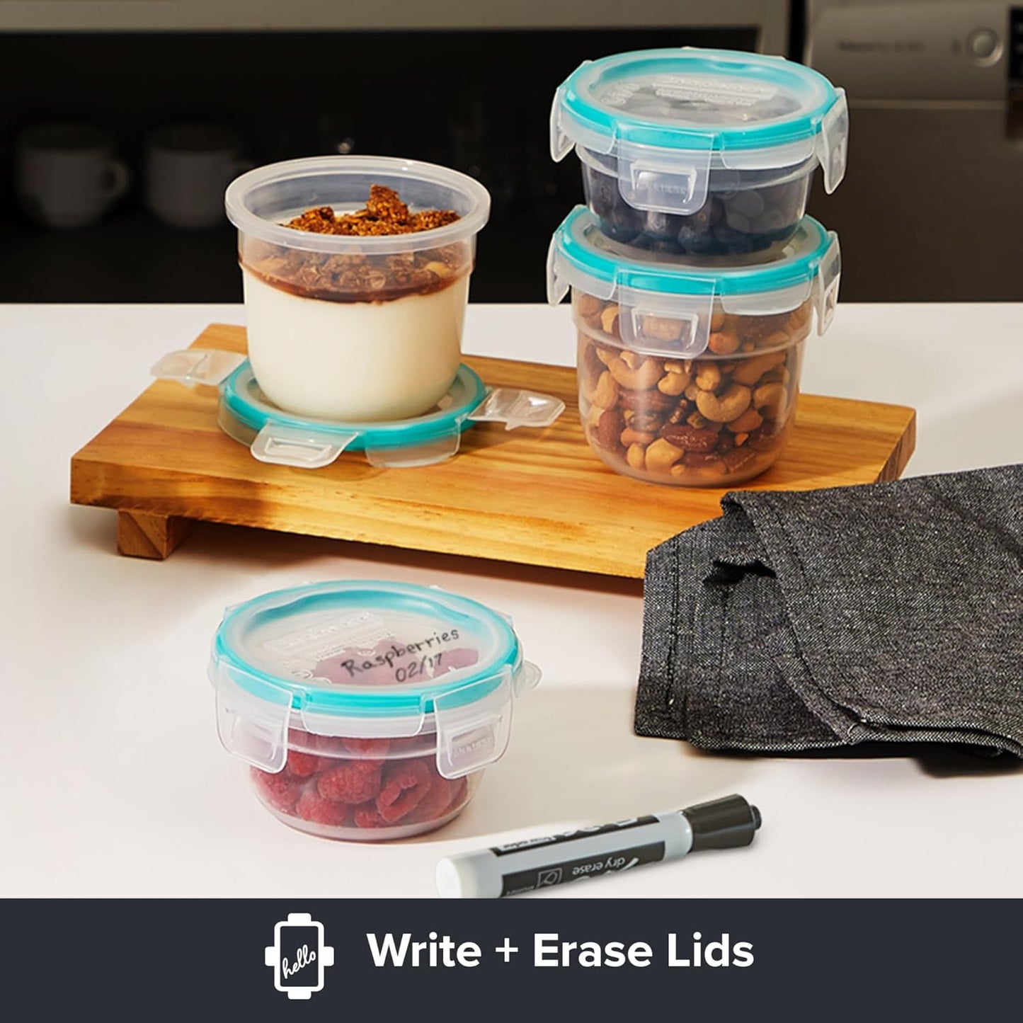 Snapware Total Solution 16-Pc Plastic Food Storage Containers Set,(4) 2-Cup & (4) 1.2-Cup Round Meal Prep Container, BPA-Free Lids with 4 Locking Tabs, Microwave, Dishwasher, and Freezer Safe