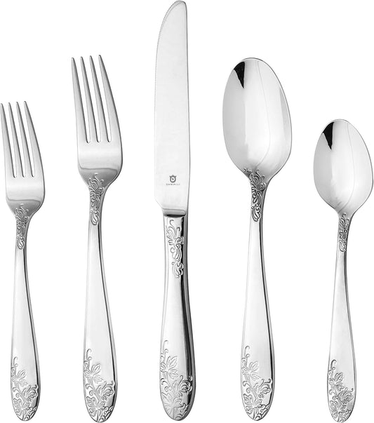 Modern Silverware Set, 18/10 Stainless Steel Flatware, Mirror Finish, Dishwasher Safe, Elegant Cutlery for Home and Dining, Built to Last (30-Piece, Imperial)