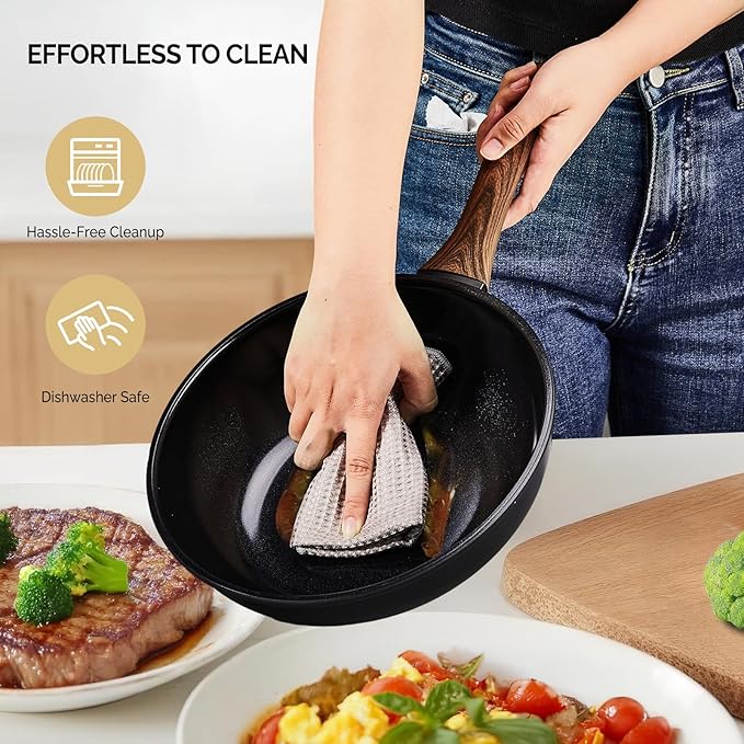 Bonnlo 17 PCS Non-Stick Cookware Set, Aluminum Pots and Pans Set, Induction RV Kitchen Cook Set, Microwave Safe, PFAS PFOA & PFOS Free, Black, for Gift, Home, House Warming