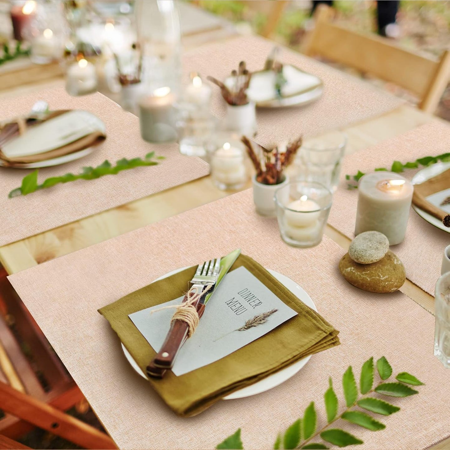 Sieral Cloth Placemats Set of 12 Rectangle Dining Table Placemats Bulk 13 x 19 Inch Machine Washable Heat Resistant Cotton Linen Table Mats for Wedding Baby Shower Birthday Party Supplies(Beige)