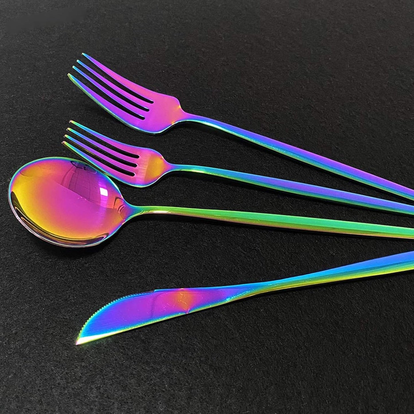 Silverware Set – 30 Piece Family Dinnerware Set – Flatware Set Service For 6 – Blue Silver Tableware Sets – Cutlery Great For Family Gatherings & Daily Use – Spoons, Knives, Forks