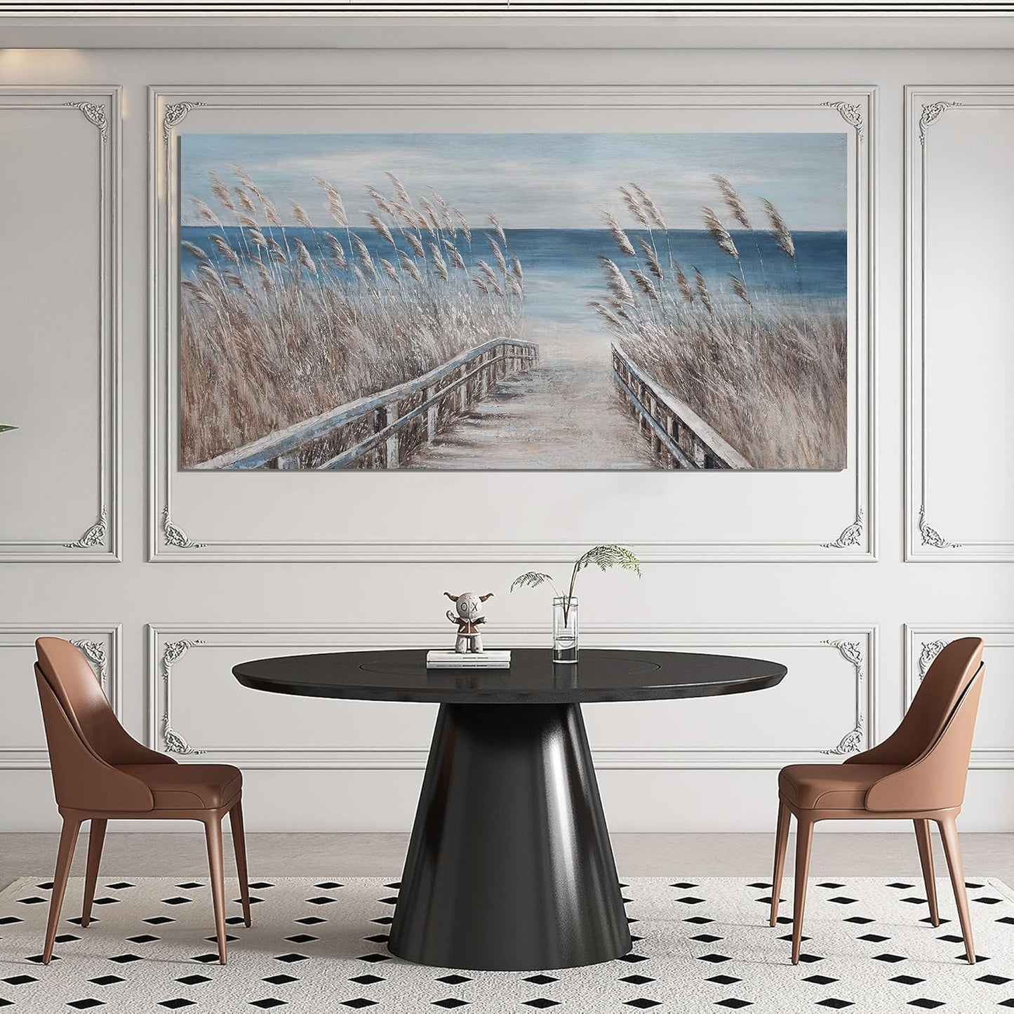 Canvas Wall Art Decor Oversize Modern Wall Art Decorations Blue Beach Coastal Artwork for Walls Textured Wall Art Prints Pictures Wall Decor Wall Art For Walls Home Office Decoration 35" X 70"