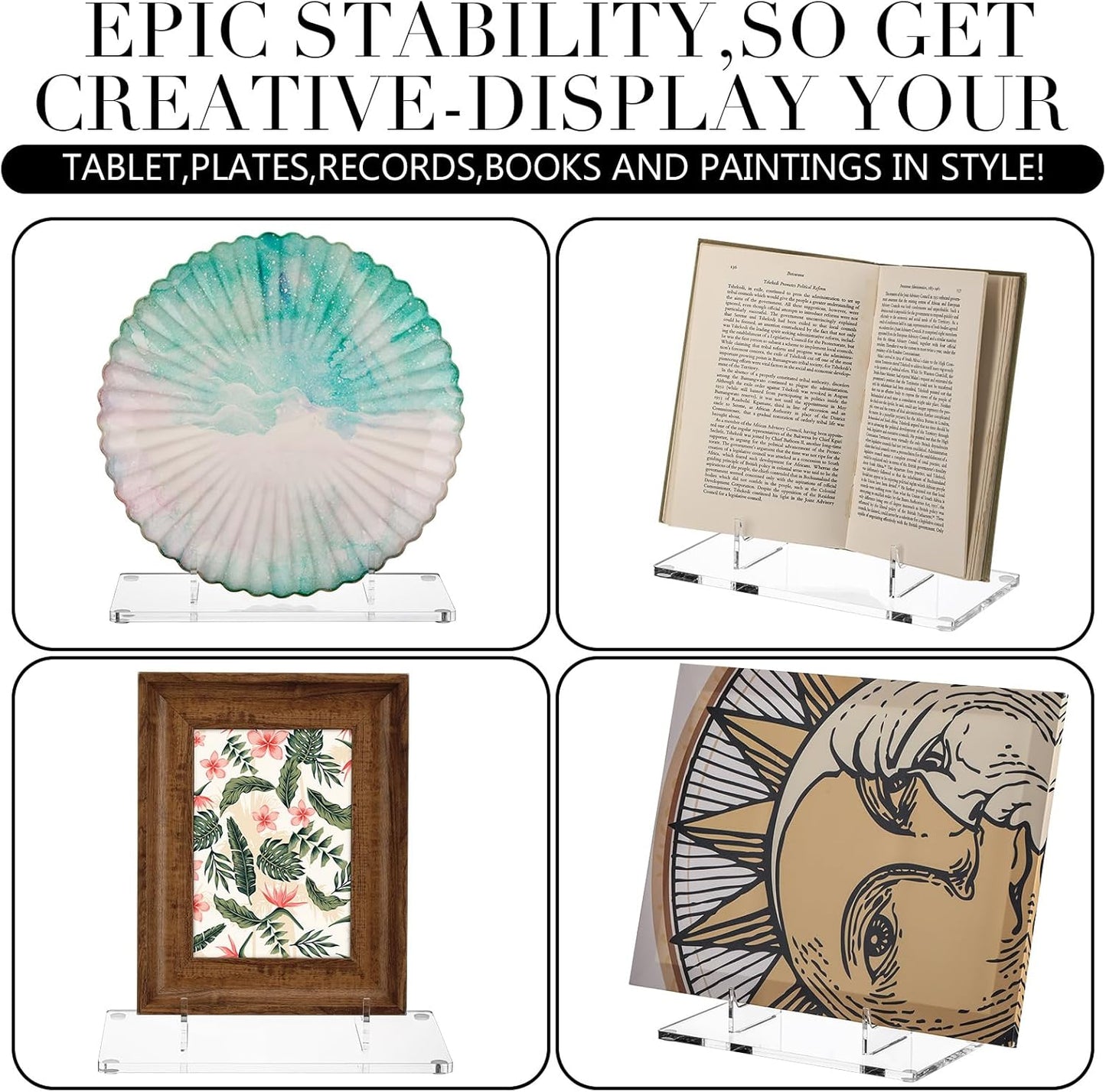 Jetec Acrylic Book Stand Clear Easel Stand for Display Acrylic Plate Postcard Picture Display Holder for Picture Book Decorative Plate Platter Photo(8 x 5 x 8 Inch)