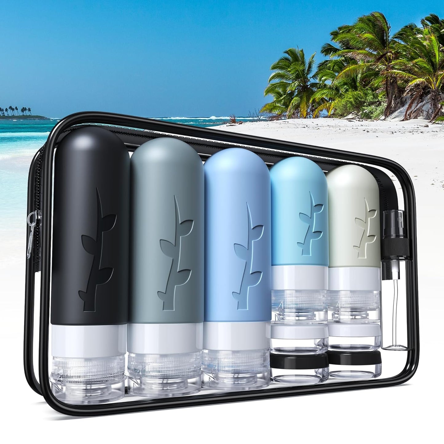 19 pack Travel Bottles for Toiletries, TSA Approved Silicone trave Size Containers for toiletries Set, Refillable & Leakproof Travel Size Bottles