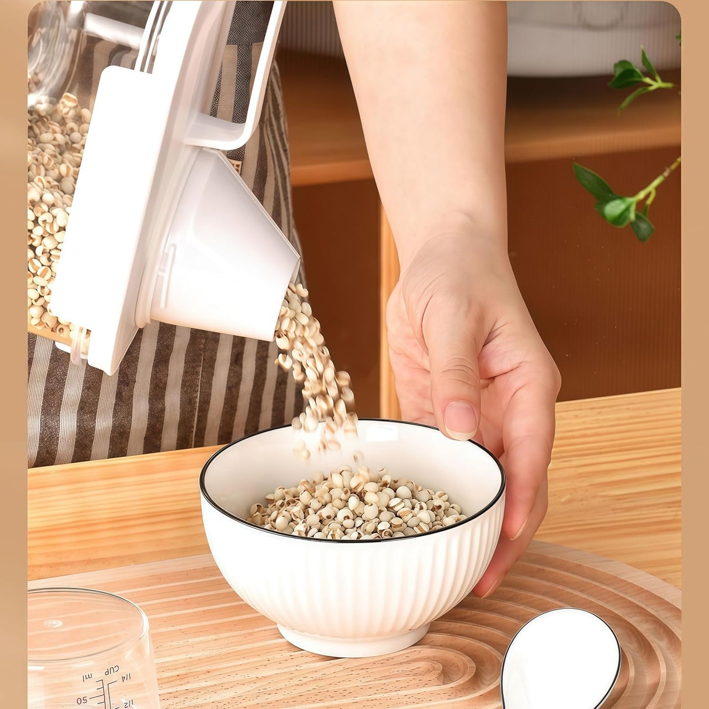 Airtight Food Storage Canisters with Measuring Cup - Ideal for Cereal, Flour & Sugar | Kitchen Pantry Organization Containers, Dry Food Storage Canisters (2000ml)