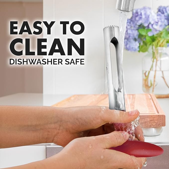 Zulay Kitchen Premium Apple Corer Tool - Ultra Sharp, Stainless Steel, Serrated Blades for Easy Coring - Easy to Use & Clean, Durable Apple Corer Remover for Baking Apples & More - 2 Pack Black & Red