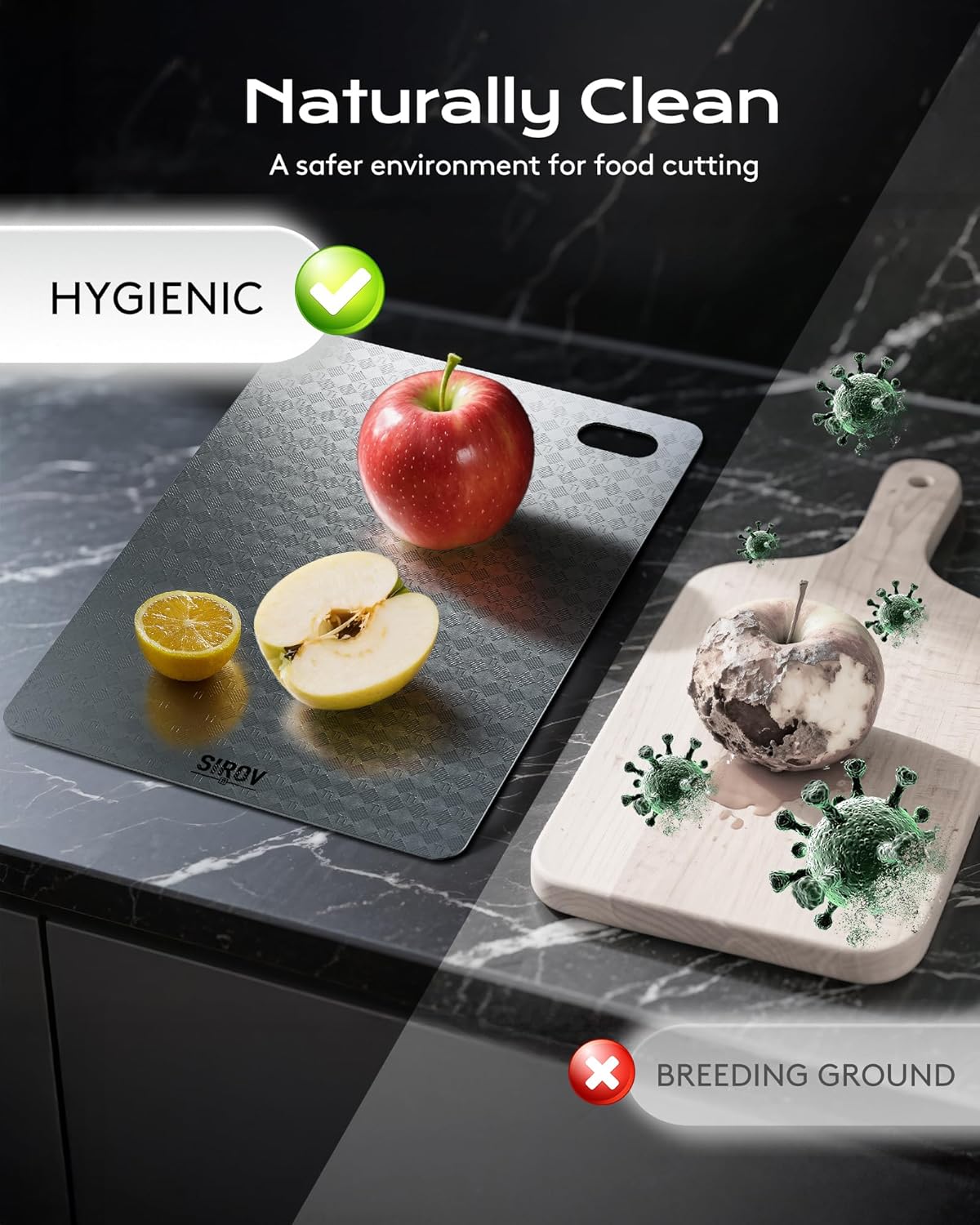 Titanium Cutting Board, 100% Pure Titanium Cutting Boards for Kitchen, Non Toxic Food-Grade Chopping Board, Hygienic, Dishwasher Safe, Chessboard Pattern Cutting Board 13”L*10”W