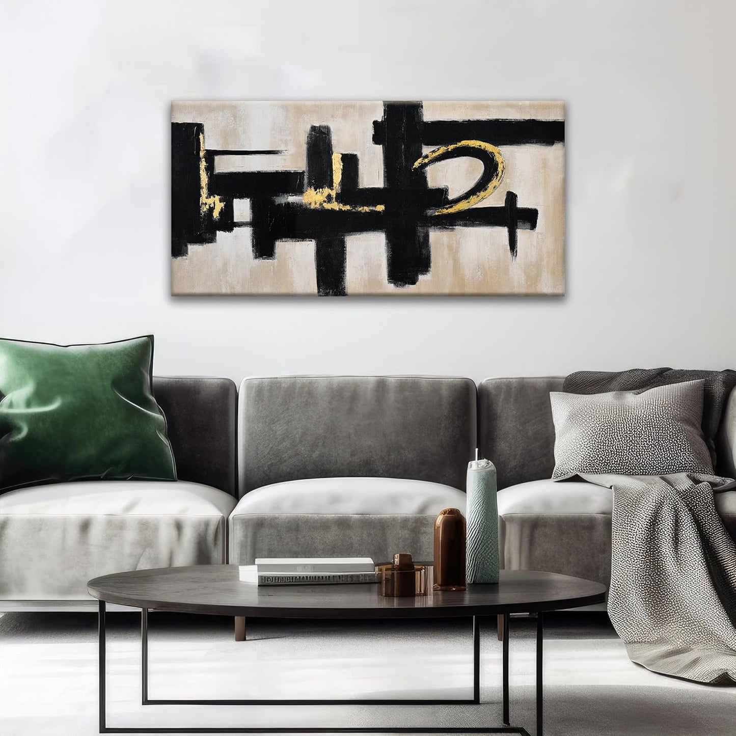 QSQ Black Abstract Wall Art Minimalist Canvas Art Wall Decor Paintings Artwork For Walls Modern Abstract Art Prints Picture For Bedroom Hallway Office Home Wall Decor 20 x 40 In