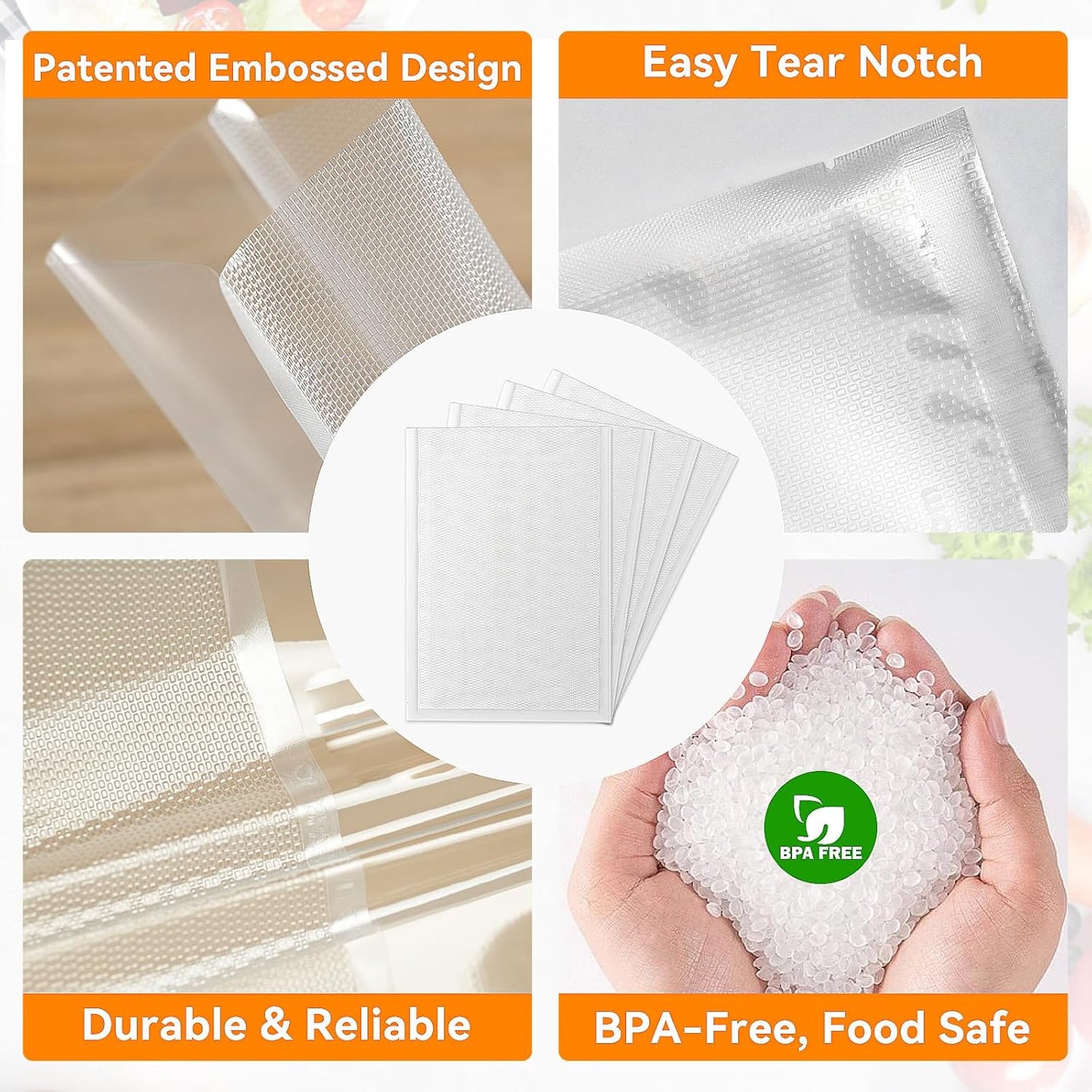 Wevac Vacuum Sealer Bags – 100 Count (6″×10″ & 8″×12″), Heavy-Duty BPA-Free Food Storage Bags, Puncture-Resistant, Freezer & Sous Vide Safe, Compatible with All Vacuum Sealers