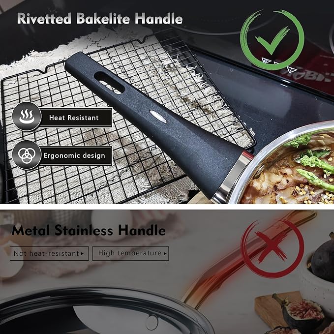 14-Piece Stainless Steel Pots and Pans Set, Cookware Set with Stay-Cool Handle, kitchen Cooking Pots and Pans Compatible with All Stovetops (Gas, Electric & Induction), Dishwasher Safe