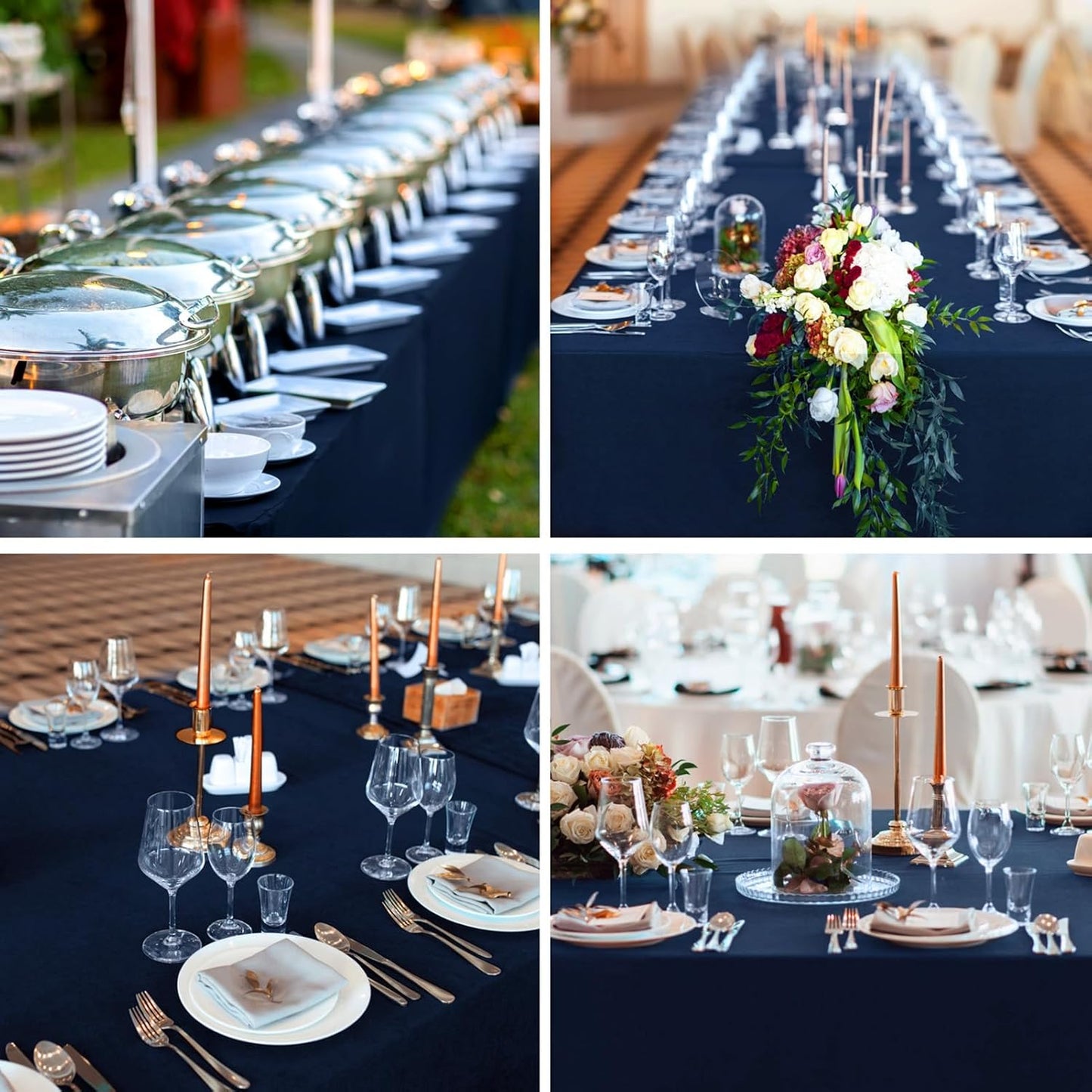 Rectangle Tablecloths 90x132 Inch 6 Pack Navy Blue Tablecloth Washable Decorative Linen Polyester Table Cloths for Dining Table Banquets Buffet Parties and Wedding