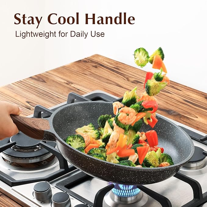 SENSARTE Nonstick Frying Pan Skillet with Lid, Omelet Pan with Cover, Healthy Cooking Chef's Pan, Kitchen Non Stick Pan, Free of Intentionally Added PFOA (11inch + Glass Lid)