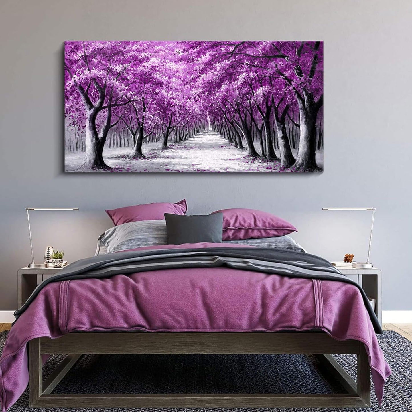 YCPRIMER Purple Wall Art for Living Room Forest Pictures for Bedroom Wall Decor Landscape Large Prints for Wall Decor Nature Canvas Painting Artwork for Walls Contemporary Home Decoration 20×40IN