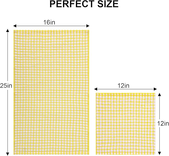 Kitinjoy Cotton 12 Pack Kitchen Towels and Dishcloths Sets, 16 x 25 Inch & 12 X 12 Inch Dish Towels Bulk, Super Soft and Absorbent Hand Towels for Kitchen Drying, Yellow