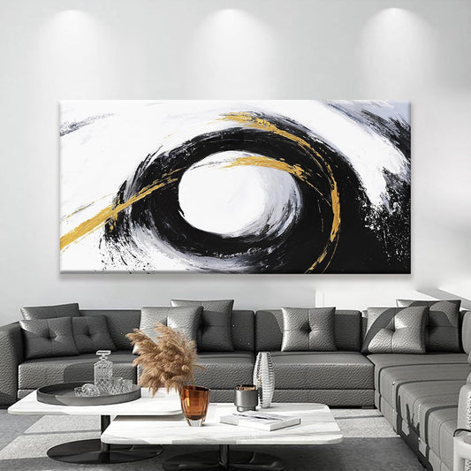 QSQ Large Abstract Wall Art For Living Room Prints Artwork Canvas Art Wall Decor Black And Gold Wall Art Modern Painting Abstract Art For Hotel Office Home Decoration 29 X 58 Inch