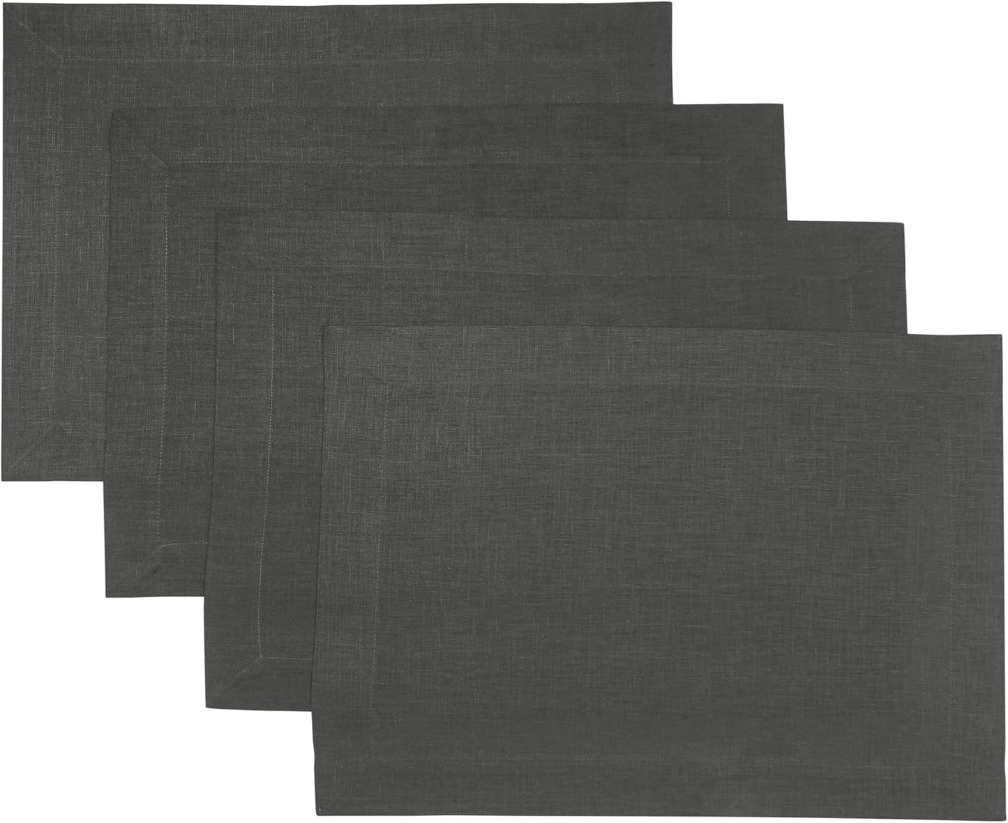 D'Moksha Homes Linen Charcoal Grey Placemats Set of 4-100% Pure Linen Placemats 14 x 19 Inch for Fall, Autumn and Halloween - Handcrafted and Machine Washable