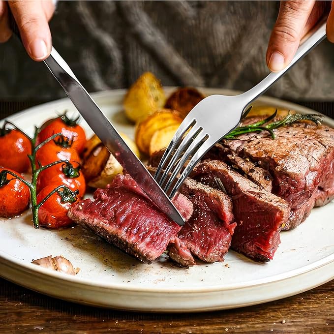 Silverware Set for 8, 40 Pieces Heavy Duty Stainless Steel Flatware Set, Mirror Polished Cutlery Utensil Set, Dinner Fork Knife Spoon Eating Tableware Set for Home, Dishwasher Safe, Silver