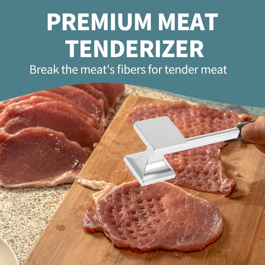 VOCOSTE Meat Tenderizer Mallet, Aluminum Alloy Kitchen Double-sided Meat Pounder Flattened, Meat Mallet Hammer, Steak Chicken Beef Tenderizer Tool