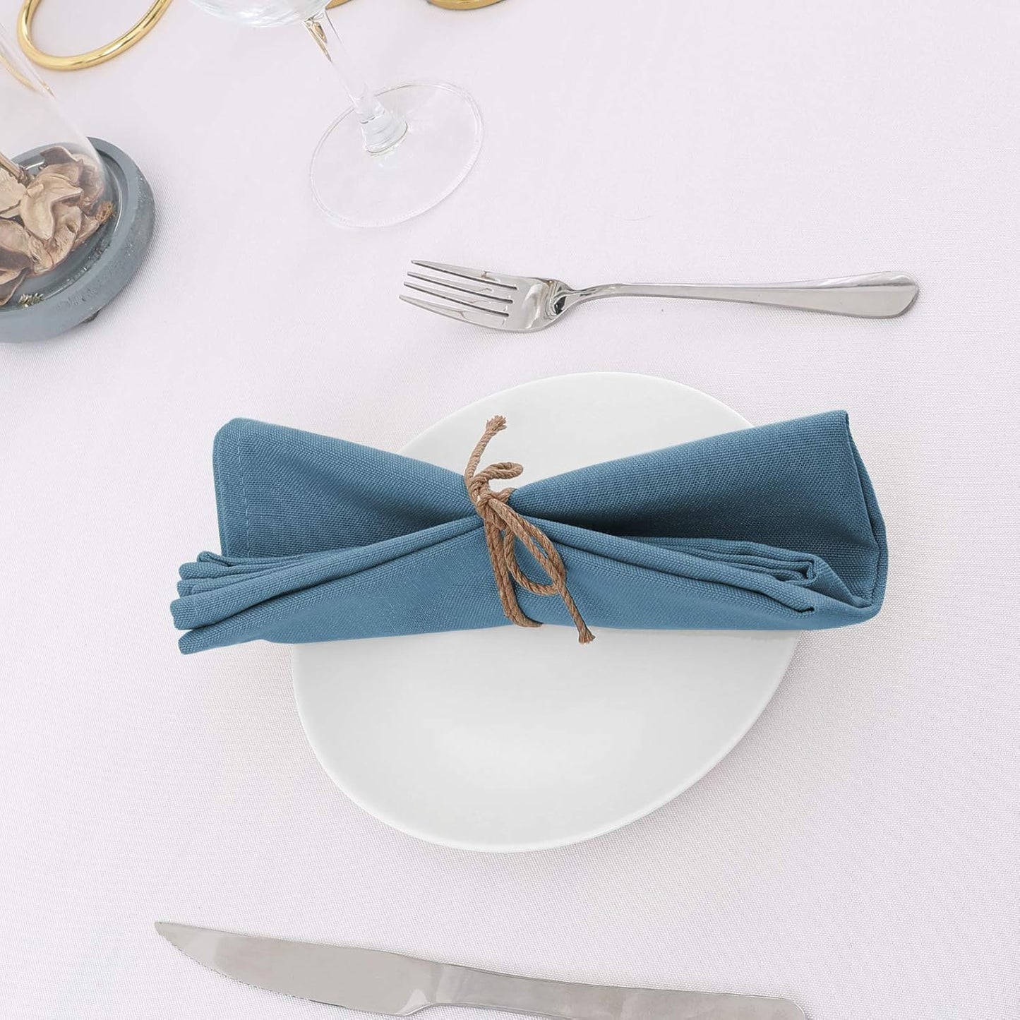 H.VERSAILTEX Cloth Napkins Set of 12 (18" X 18") Linen Textured Dinner Napkins Waterproof Extra Soft Thick Durable Reusable Napkins with Hemmed Edges for Dinners, Weddings and Everyday Use, Ink Blue