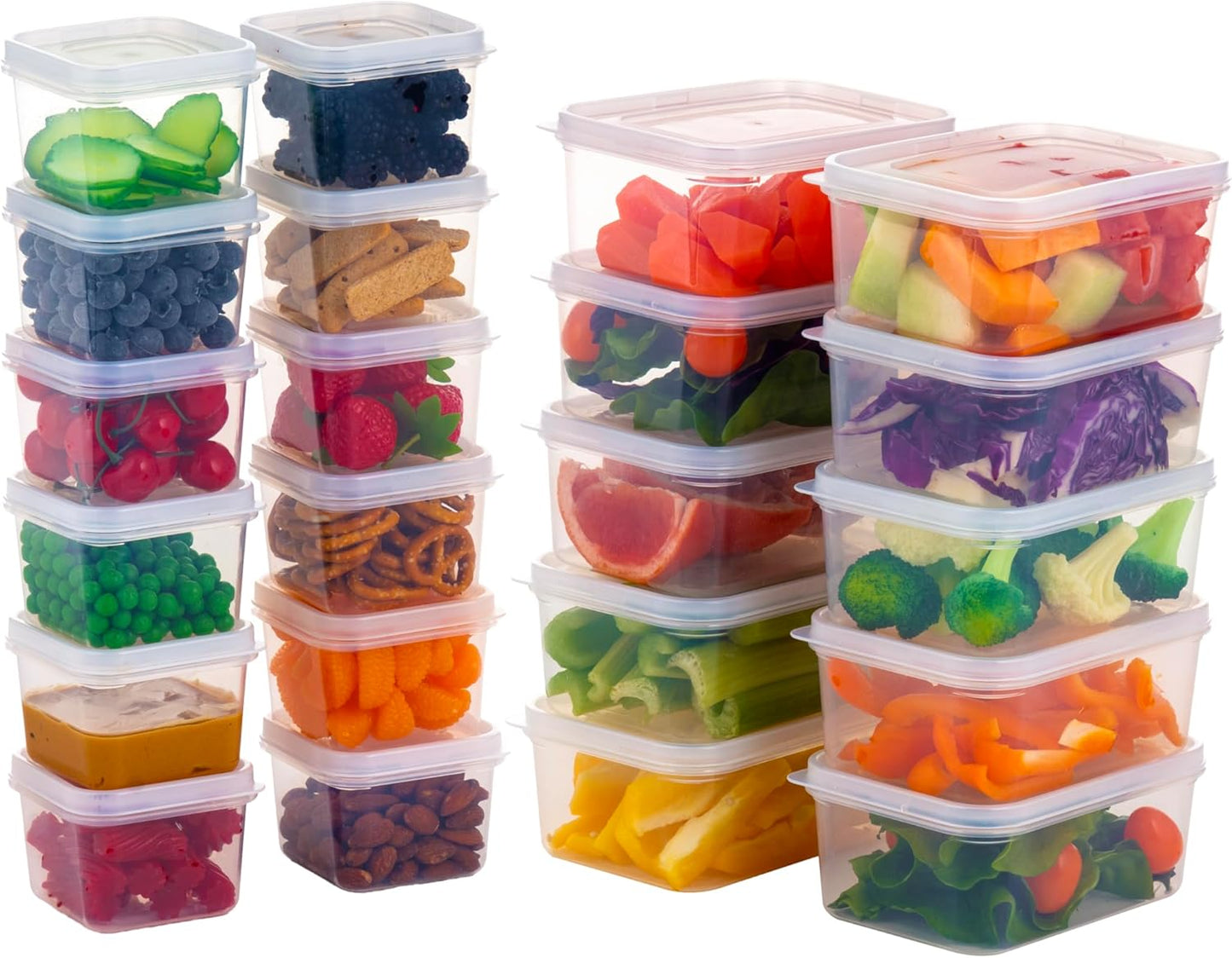 IRIS USA Plastic Food Storage Containers, 44 Piece, 12oz + 45oz Combo Set, 22 Food Containers With Lids, Leftovers Meal Prep Office Lunch Snack Fruit, Microwave Dishwasher Freezer Safe, BPA Free