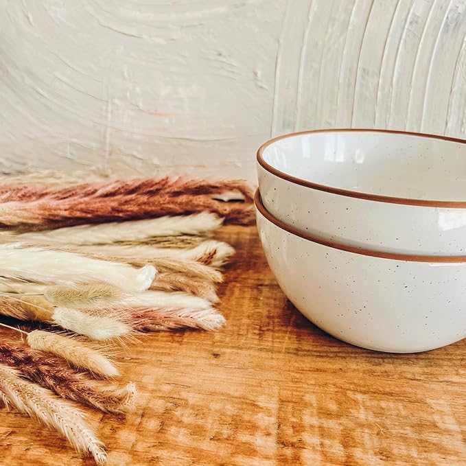 Mora Ceramic Bowls For Kitchen, 28oz - Bowl Set of 4 - For Cereal, Salad, Pasta, Soup, Dessert, Serving etc - Dishwasher, Microwave, and Oven Safe - For Breakfast, Lunch and Dinner - Vanilla White