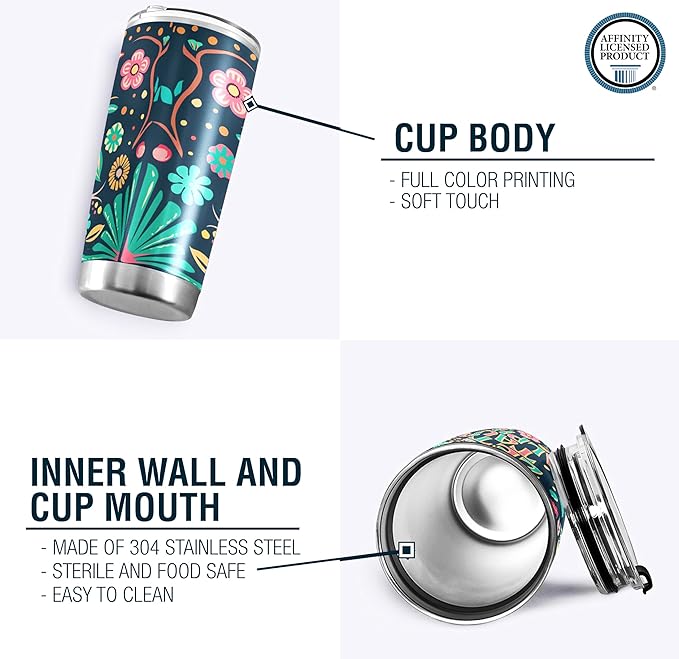 Zeta Tau Alpha Paraphernalia Officially Licensed - 20 oz Stainless Steel Insulated Sublimation Tumbler - Colorful