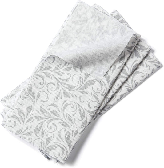 AMERICAN HOMESTEAD Paper Napkins - Silver Leaf Disposable Linen-Like Dinner Napkins - Restaurant-Quality Table Serviettes for Weddings, Parties, and Events - 15.75" x 15.75" - 50 Count