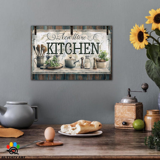 GUTTATY Farmhouse Wall Art Rustic Kitchen Decor, Ready to Hang Graffiti Kitchen Canvas Print Spoon And Vegetable,Vintage Posters Prints for Dinning Room Home Kitchen Restaurant Painting 18×24 Inch