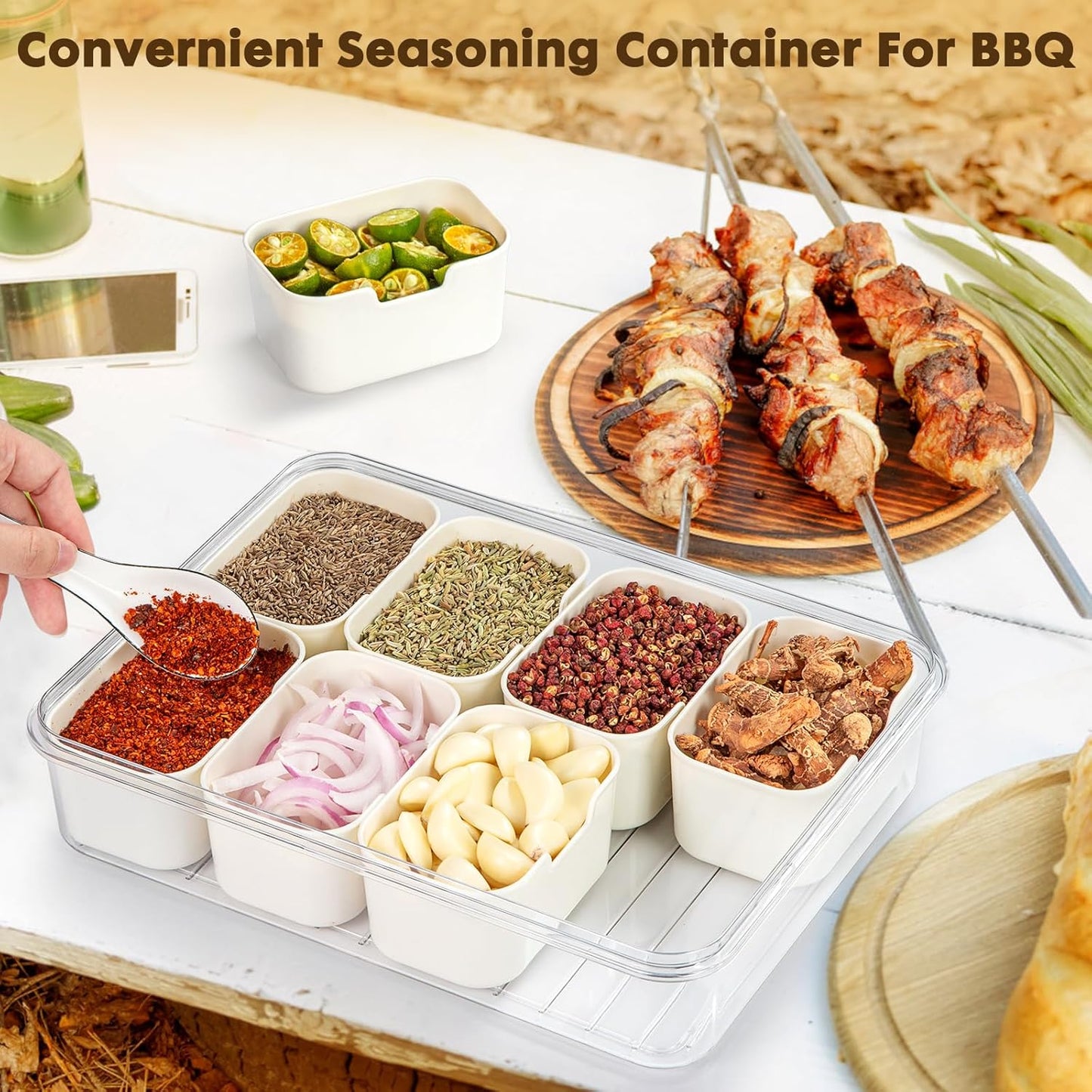 Divided Serving Tray with Lid and handle,Portable Snack Box Container Snack,Veggie Tray Charcuterie Boxes Fruit Tray Candy Organizer For Entertaining,Party,Picnic,2Pack