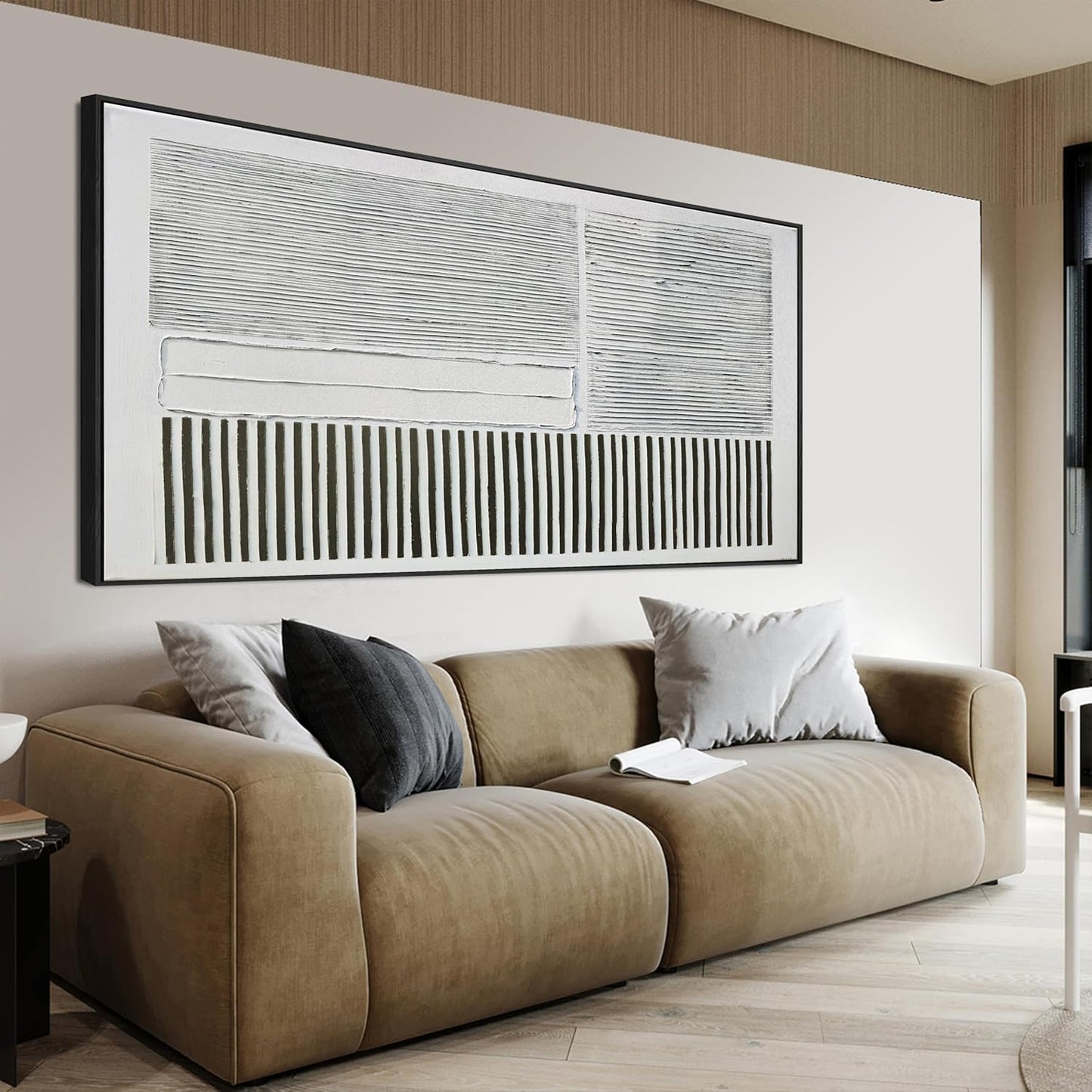 KUPTEU Canvas Oversized Wall Art Decor Large Wall Art For Living Room Abstract Canvas Art Wall Decor Artwork For Walls Framed Black and White Wall Art Prints Modern Bedroom Office Decor 29" x 58"