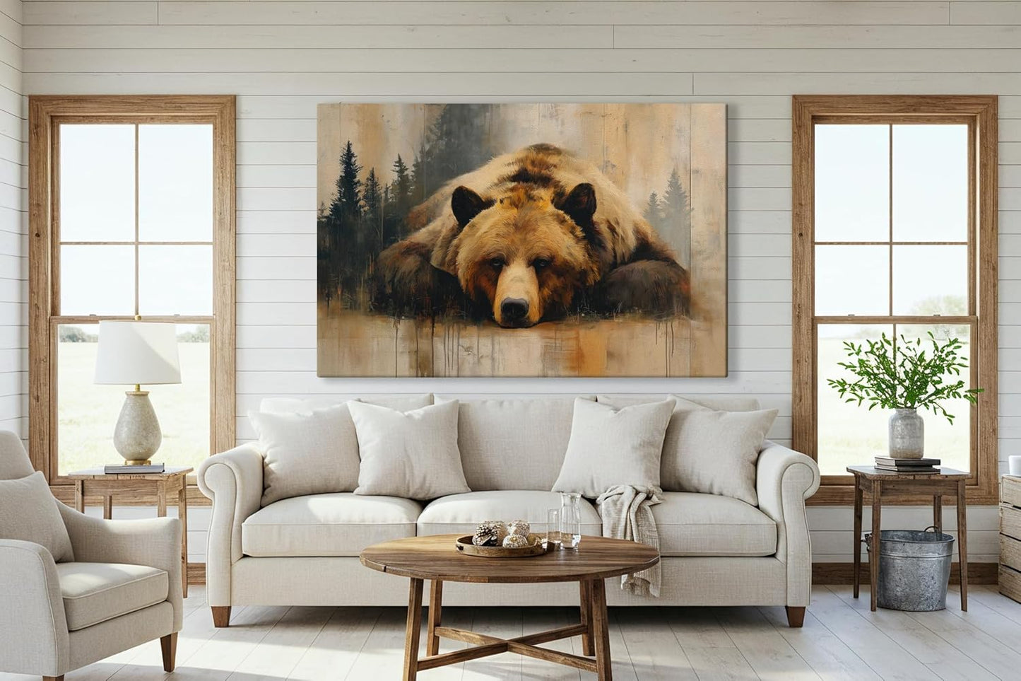 Wildlife Canvas Prints - Wild Animals Home Decor - Medium, Large, and Extra Large Wall Art for Living Room, Bathroom, Kitchen (Grizzly Repose, 28L" x 41W")