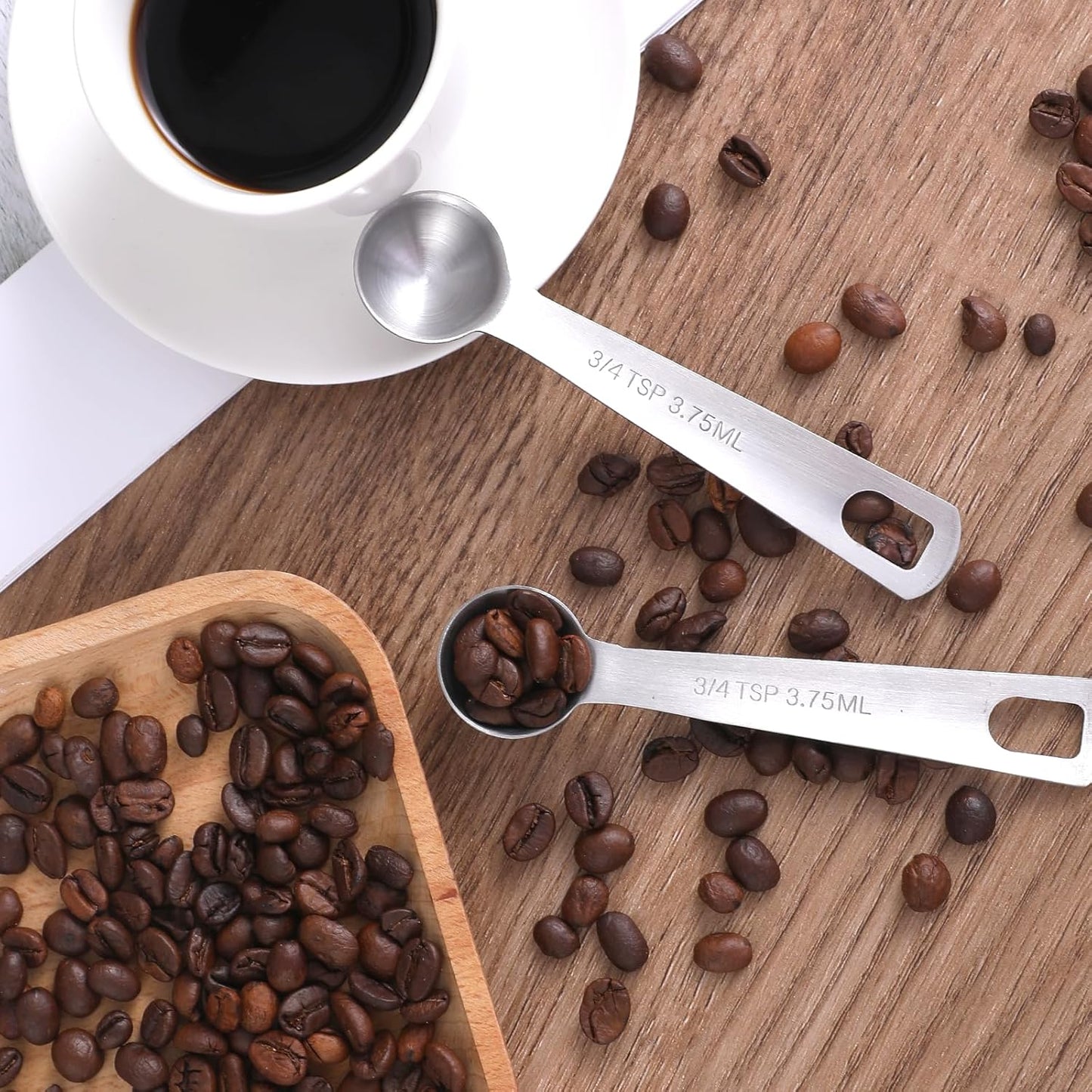 Measuring Spoons, 2 Pcs Stainless Steel Tablespoon 3.75ML / 3/4 TSP, Small Metal Teaspoons for Measuring Dry and Liquid Ingredients