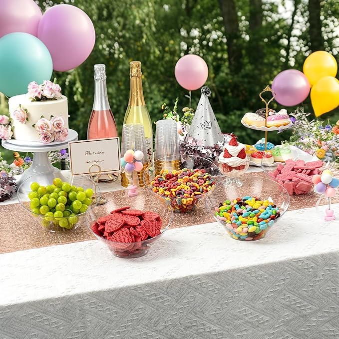 Goodluck 12 Pack Clear Plastic Serving Bowls for Party - 20 OZ Angled Disposable Serving Bowls for Wedding Party Chip, Candy, Salad & Fruit