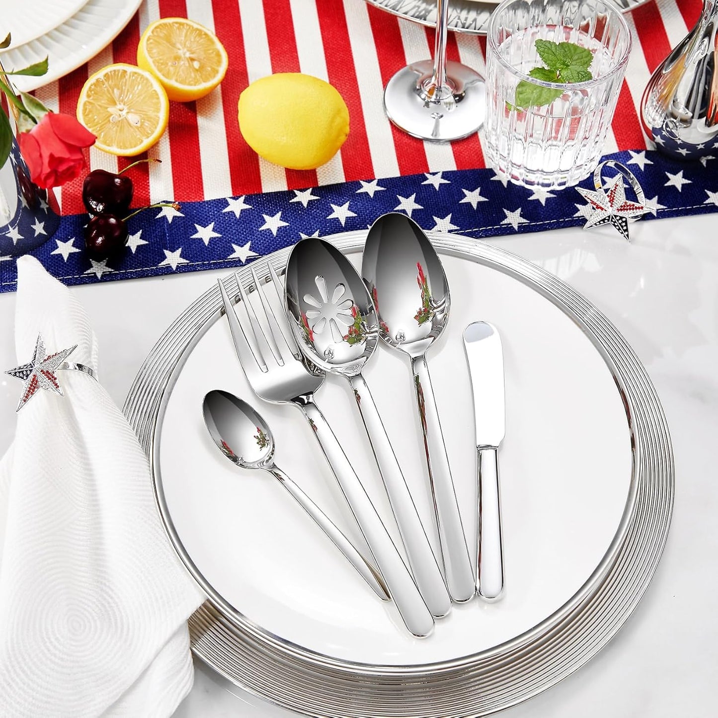KEAWELL Premium Lucent Silverware Set, 20/45/65-Piece Mirror-Polished 18/10 Stainless Steel Flatware, Dishwasher Safe for Refined Dining and Entertaining (45, Silver)