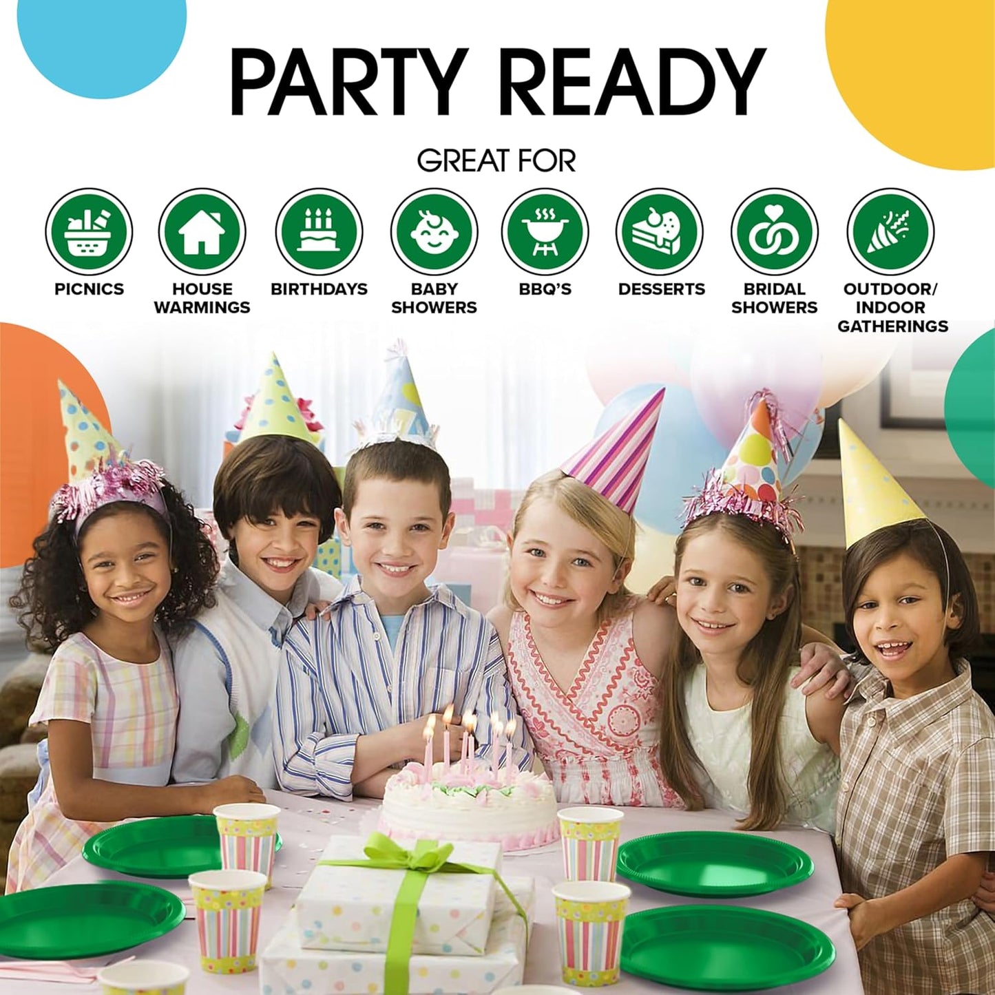 Exquisite Party Solids Green Plastic Plates For Party Supplies 10" Green Disposable Plates Heavy Duty 50 Pcs Plastic Dinnerware Sets Heavy Duty 350 GSM Disposable Dinnerware Set