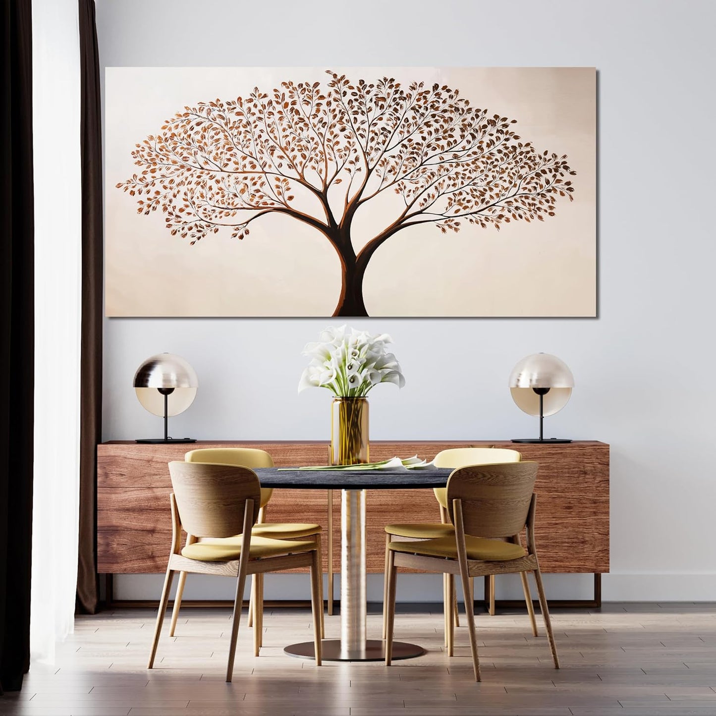 Canvas Art Wall Decor Modern Tree of Life Wall Art Prints Minimalist Botanical Wall Art Decorations Large Wall Art for Living Room Browm Artwork for Walls Bedroom Office Decor Aesthetic 24" X 48"