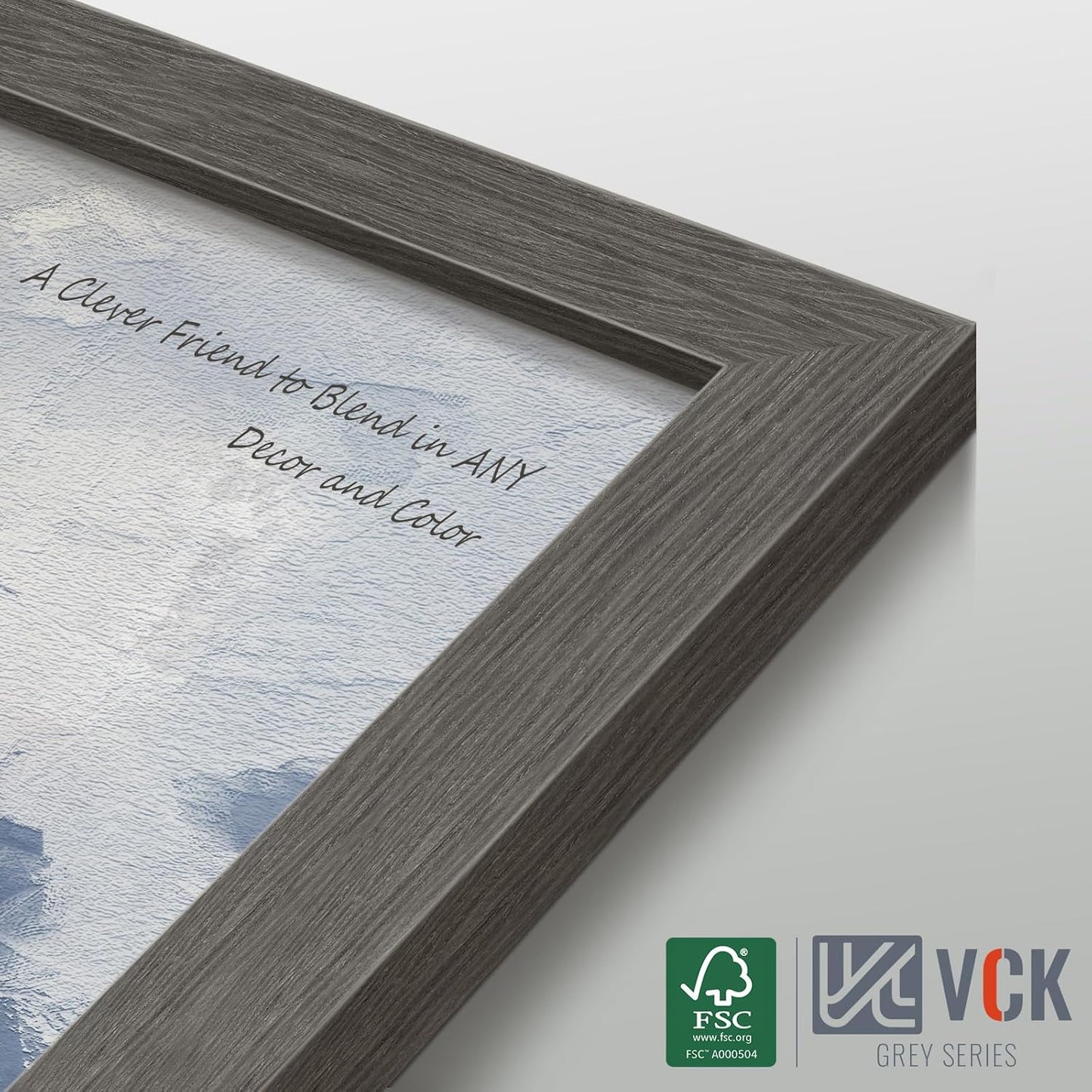 VCK 16x20 Picture Frames for Wall - 5 pack, Grey Natural Solid Wood Frame, Exclusive Wood Grain
