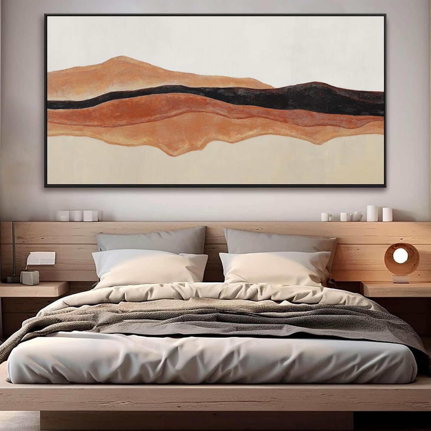 QSQ Large Abstract Wall Art For Living Room Decor Red Brown White Wall Art Painting Prints Minimalist Abstract Art Canvas Art Wall Decor Pictures For Bedroom Kitchen Office 29" × 58" Whit Framed